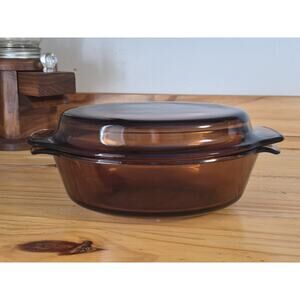 Vintage! Fire King Anchor Hocking #472 Amber Brown Baking Casserole Dish w/Lid